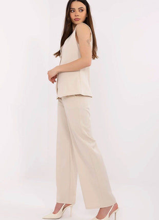 Elegant Women's Vest and Wide-Leg Pants Set - MimiStylez