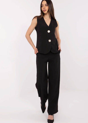 Elegant Women's Vest and Wide-Leg Pants Set - MimiStylez