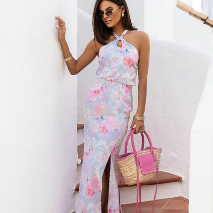 Elegant Satin Set with Neck-Tie Blouse & Slit Midi Skirt – Chic & Feminine - MimiStylez