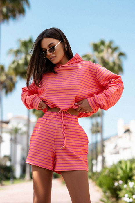 Cozy Cotton Tracksuit Set with Hooded Sweatshirt & Elastic Waist Shorts – Comfortable & Stylish - MimiStylez