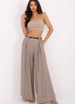 Lightweight Wide-Leg Palazzo Pants with Elastic Waist - MimiStylez