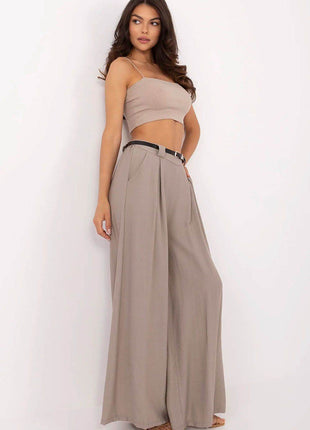 Lightweight Wide-Leg Palazzo Pants with Elastic Waist - MimiStylez