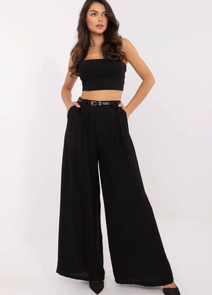 Lightweight Wide-Leg Palazzo Pants with Elastic Waist - MimiStylez