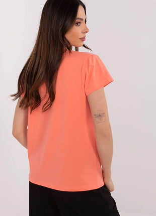 Casual V-Neck T-Shirt with Sparkling Zircon Print - MimiStylez