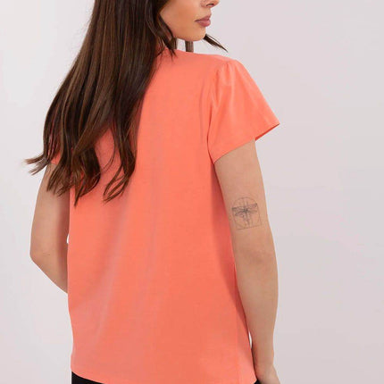 Casual V-Neck T-Shirt with Sparkling Zircon Print - MimiStylez