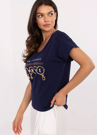 Effortless Chic: Women's V-Neck Cotton Tee with Embroidered Detail - MimiStylez