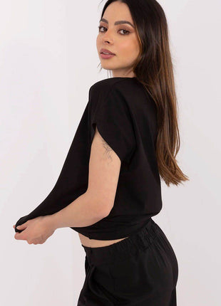 Women's Cotton T-Shirt with Heart Rhinestone Detail – Casual Fit, Short Sleeves - MimiStylez