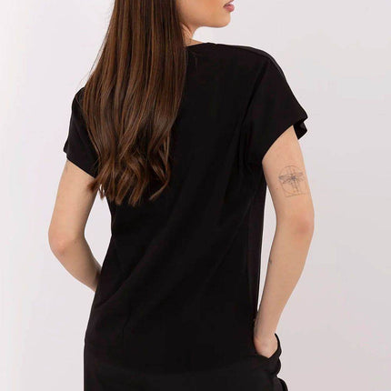 Women's Cotton T-Shirt with Heart Rhinestone Detail – Casual Fit, Short Sleeves - MimiStylez