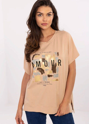 Cotton-Blend Casual Blouse with Printed Design - MimiStylez