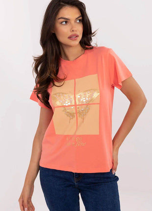 Everyday Stylish Cotton T-Shirt for Women Featuring Sparkling Butterfly Sequins - MimiStylez
