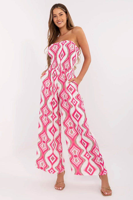 Geometric Print Wide-Leg Jumpsuit – Sleeveless, Padded Cups - MimiStylez