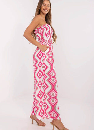 Geometric Print Wide-Leg Jumpsuit – Sleeveless, Padded Cups - MimiStylez