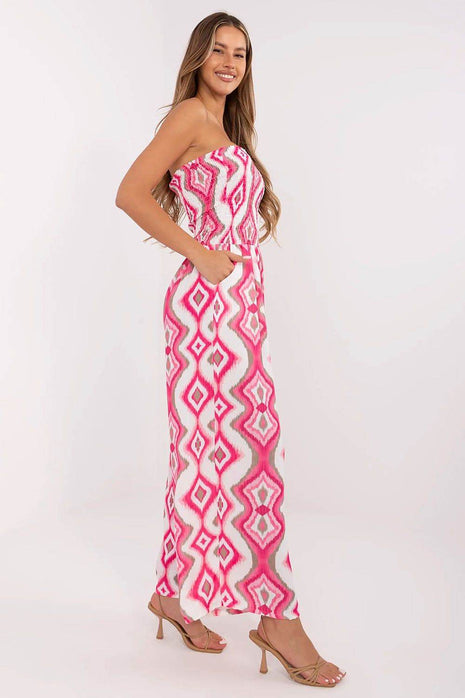 Geometric Print Wide-Leg Jumpsuit – Sleeveless, Padded Cups - MimiStylez