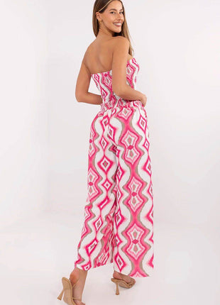 Geometric Print Wide-Leg Jumpsuit – Sleeveless, Padded Cups - MimiStylez