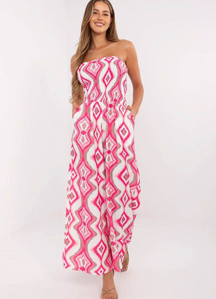 Geometric Print Wide-Leg Jumpsuit – Sleeveless, Padded Cups - MimiStylez