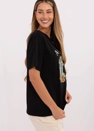 Women's Cotton T-Shirt with Original Print - MimiStylez