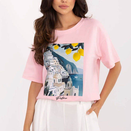 Women's Cotton T-Shirt with Original Print - MimiStylez