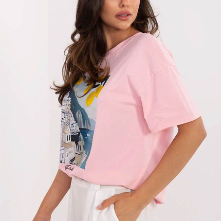 Women's Cotton T-Shirt with Original Print - MimiStylez