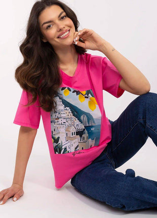 Women's Cotton T-Shirt with Original Print - MimiStylez