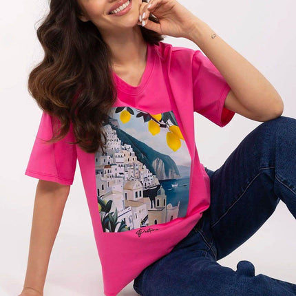 Women's Cotton T-Shirt with Original Print - MimiStylez