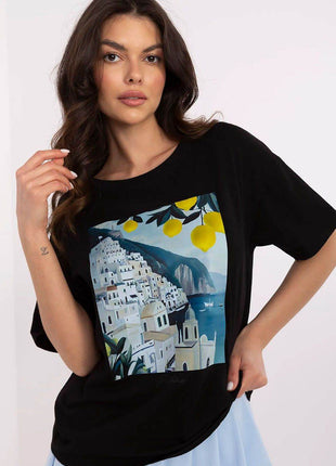 Women's Cotton T-Shirt with Original Print - MimiStylez