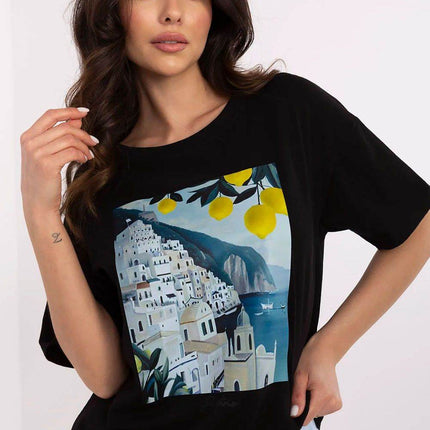 Women's Cotton T-Shirt with Original Print - MimiStylez