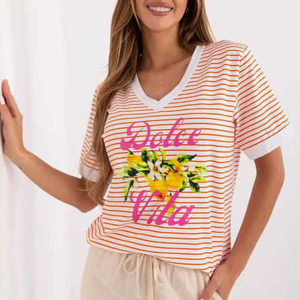 Casual Cotton-Blend Blouse with Feminine V-Neck - MimiStylez