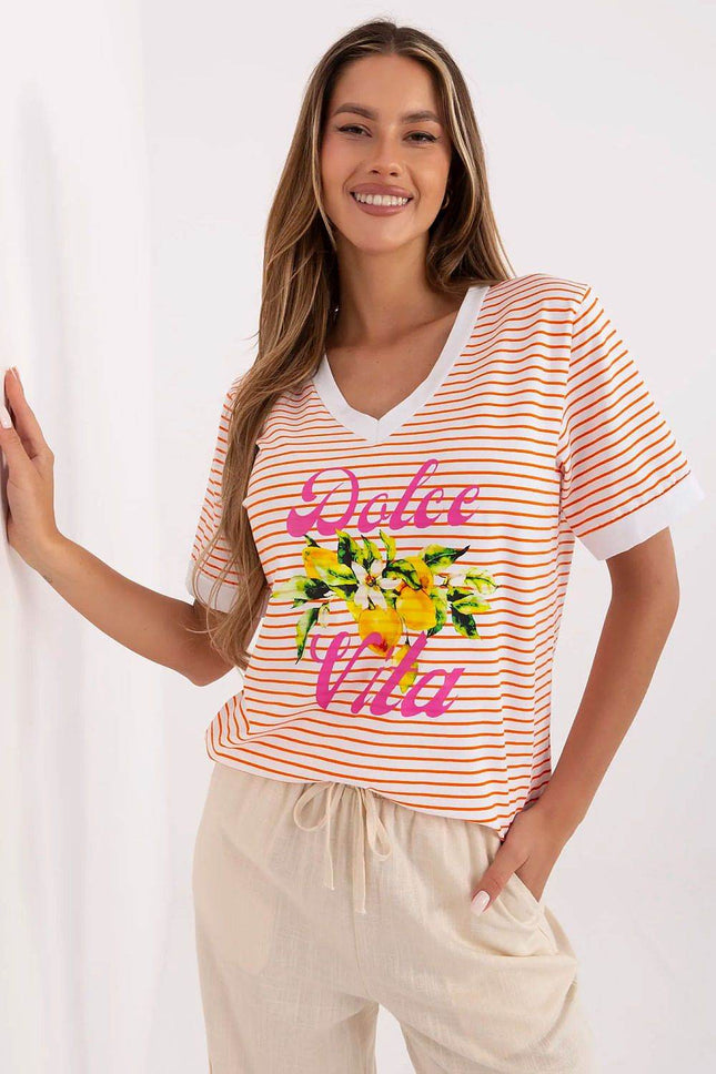 Casual Cotton-Blend Blouse with Feminine V-Neck - MimiStylez