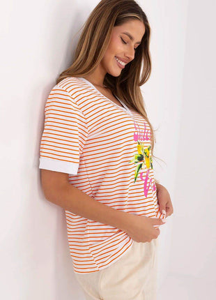 Casual Cotton-Blend Blouse with Feminine V-Neck - MimiStylez