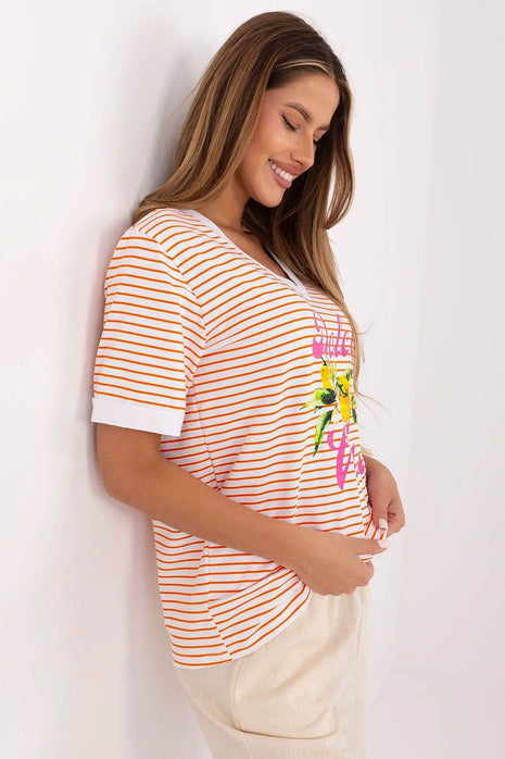 Casual Cotton-Blend Blouse with Feminine V-Neck - MimiStylez