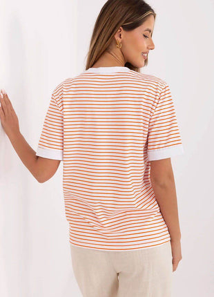 Casual Cotton-Blend Blouse with Feminine V-Neck - MimiStylez