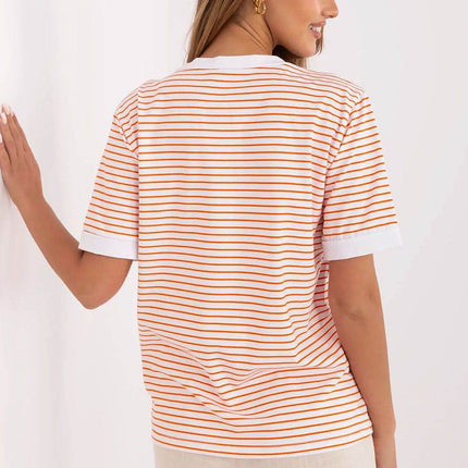 Casual Cotton-Blend Blouse with Feminine V-Neck - MimiStylez