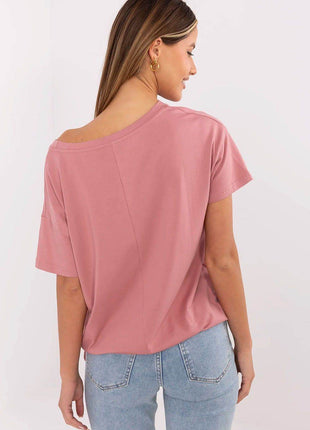 Women's Cotton T-Shirt with Front Print & Side Tie – Casual Fit, Short Sleeves - MimiStylez