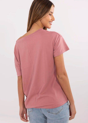 Embellished Cotton T-Shirt with Side Tie – Print, Embroidery & Beads, Casual Fit - MimiStylez