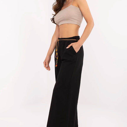 Linen-Cotton Wide-Leg Trousers – High Waist with Tie Belt - MimiStylez