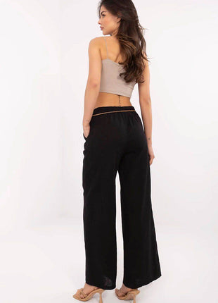 Linen-Cotton Wide-Leg Trousers – High Waist with Tie Belt - MimiStylez