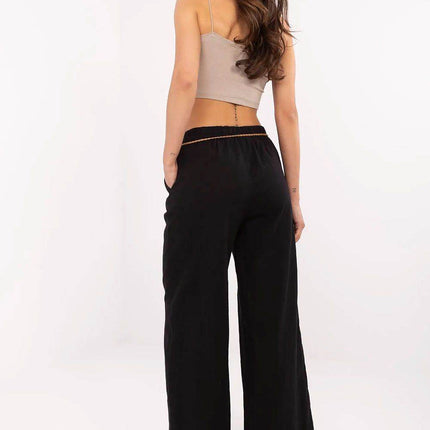 Linen-Cotton Wide-Leg Trousers – High Waist with Tie Belt - MimiStylez