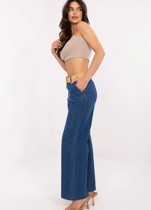 High-Waisted Wide-Leg Jeans with Belt and Slip Pockets - MimiStylez