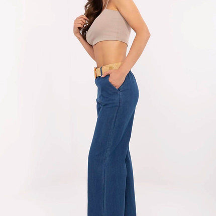 High-Waisted Wide-Leg Jeans with Belt and Slip Pockets - MimiStylez