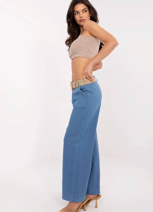 High-Waisted Wide-Leg Jeans with Belt and Slip Pockets - MimiStylez