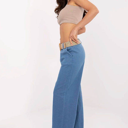 High-Waisted Wide-Leg Jeans with Belt and Slip Pockets - MimiStylez