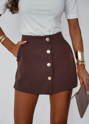 Modern Skorts with Front Snap Skirt Panel & Side Pockets – Sporty & Feminine - MimiStylez