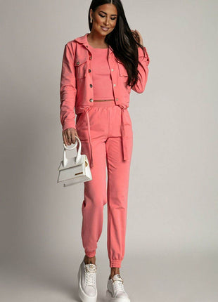 3-Piece Tracksuit Set – T-Shirt, Hoodie & Pants in 100% Cotton - MimiStylez