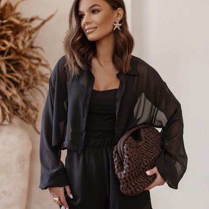 3-Piece Women’s Set: Classic Shirt, Slim Bodysuit & Comfortable Shorts - MimiStylez