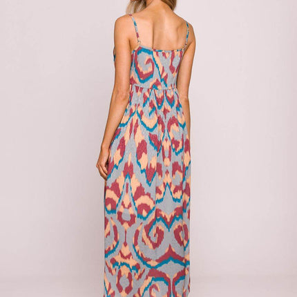 Flared Jacquard Sleeveless Dress with Adjustable Straps and Lining - MimiStylez