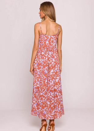 Flared Jacquard Sleeveless Dress with Adjustable Straps and Lining - MimiStylez