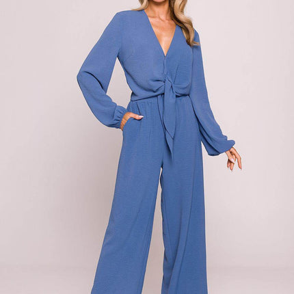 Crepe Crop Blouse with Puffy Sleeves and Tie-Front Detail - MimiStylez