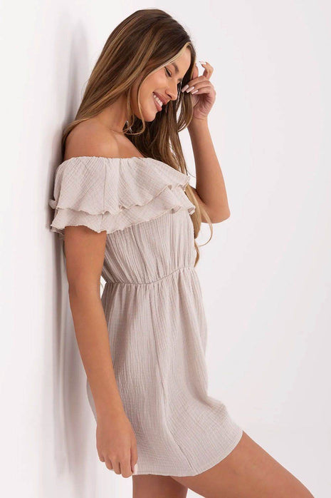 Lightweight Off-Shoulder Muslin Jumpsuit with Ruffle Detail - MimiStylez