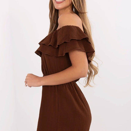 Lightweight Off-Shoulder Muslin Jumpsuit with Ruffle Detail - MimiStylez