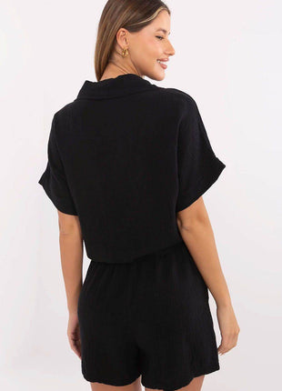 Short Muslin Cotton Shirt – Tie Front, Button-Up, Breathable - MimiStylez